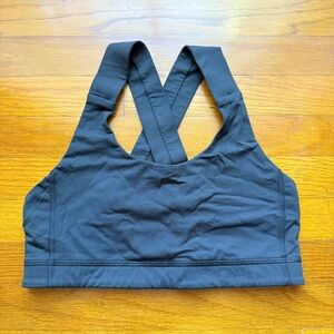 black lululemon cross-back sports bra